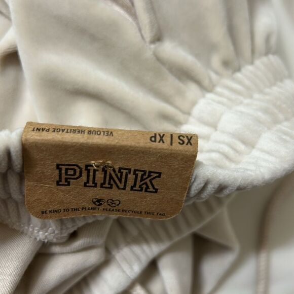 Pink Victoria Secret Cream Velour Oversized Sweatpants(Size XS) - Picture 7 of 10